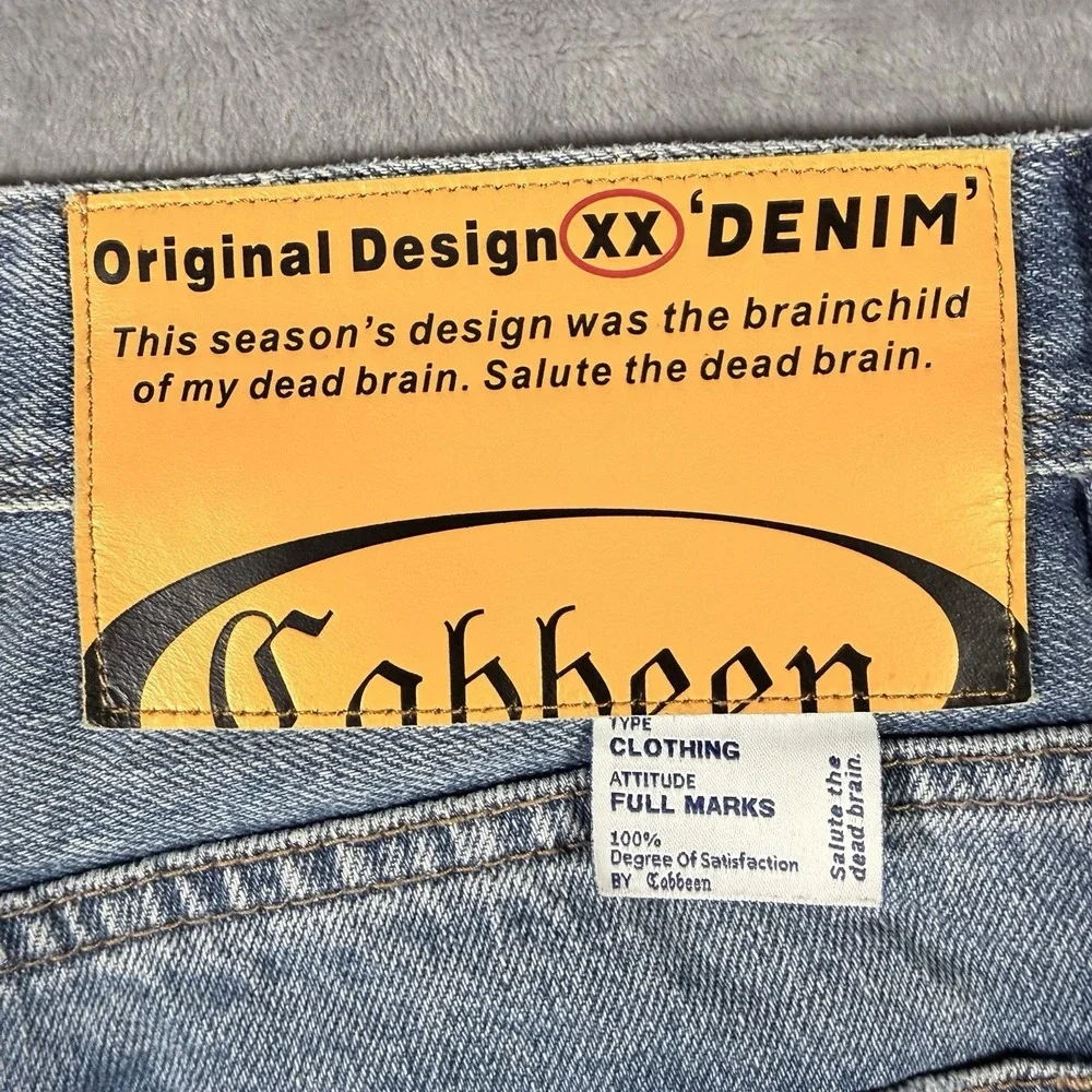 Cabbeen Distressed Jeans 28x27 Blue Denim Y2K Grunge Streetwear Taper FZT 81006